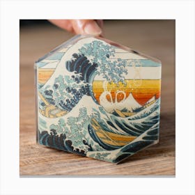 Great Kanagawa Acrylic Ramen Block 3d Render 12 Canvas Print