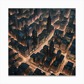 Cityscape At Night 17 Canvas Print