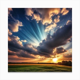 Sunset Over A Field 20 Canvas Print