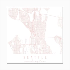 Seattle Washington Light Pink Minimal Street Map Square Canvas Print