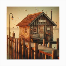 Bait House At The End Of Pier Canvas Print