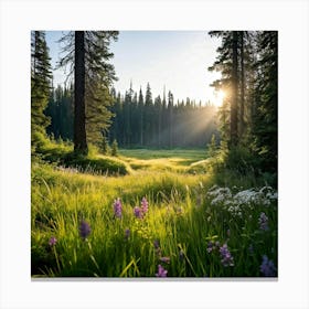 Sunrise In The Forest 1 Canvas Print