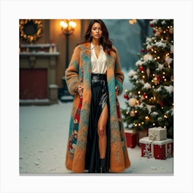 Woman In A Fur Coat 10 Canvas Print