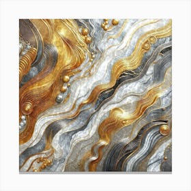 Gold And Silver Abstract Painting Canvas Print