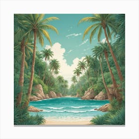 Default Under The Palms Art Print 3 Canvas Print