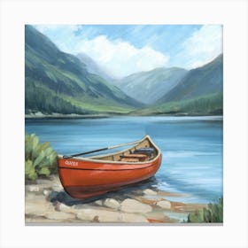 Canoe By The Lake Canvas Print
