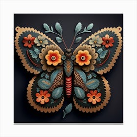 Butterfly With Flowers 1 Canvas Print