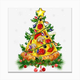 Pizza Christmas Tree Lights Xmas Boys Men Crustmas Pepperoni Canvas Print