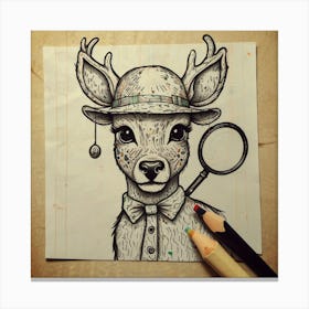 Deer With Magnifying Glass 8 Canvas Print