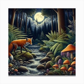 Fox and forest Canvas Print