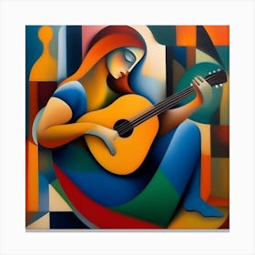 Abstract Woman Playing A Guitar 1 Canvas Print