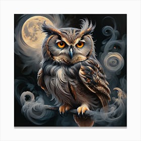 Owl In The Moonlight Canvas Print