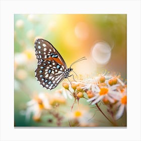 Butterfly On A Flower Canvas Print