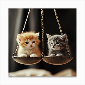 Kittens On Scales Canvas Print