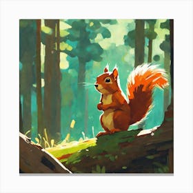 Squirrel In Forest Acrylic Painting Trending On Pixiv Fanbox Palette Knife And Brush Strokes Sty (2) Canvas Print