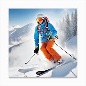 Skier In The Snow 1 Canvas Print