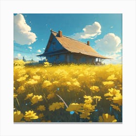 Yellow Flowers In A Field 57 Canvas Print