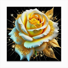 Gold plated white rose 1 Canvas Print