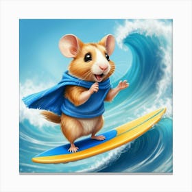 Mouse On A Surfboard Canvas Print