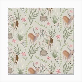 Forest Deer Pattern Canvas Print