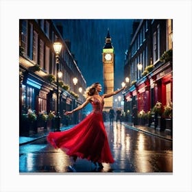 London In The Rain Canvas Print