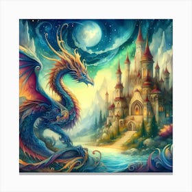 Dragon In The Castle Canvas Print