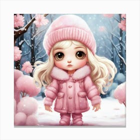 Little Girl In Pink Coat Canvas Print