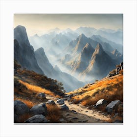 Chinese Mountains Landscape Painting (24) Canvas Print
