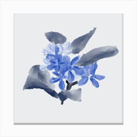 Blue Abstract Watercolor Flowers 3 Canvas Print