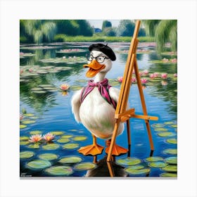 Duck With Easel Canvas Print