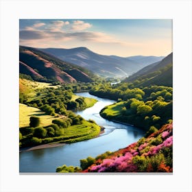 River Valley In The Mountains Canvas Print