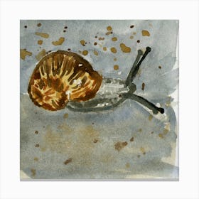 Golden Brown And Gray Snail Watercolor Painting Canvas Print