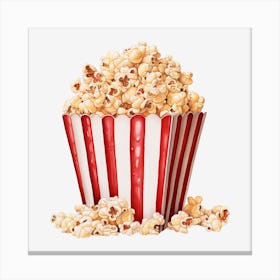 Popcorn On A Black Background Canvas Print