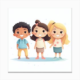 Cartoon Kids Canvas Print