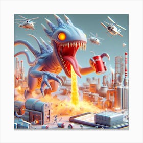 Monsters In The City Canvas Print