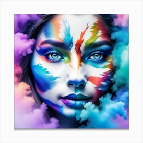 Colorful Girl With Rainbow Painted Face Canvas Print