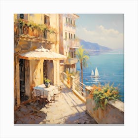 AI Sunlit Serenity: Echoes of Monet's Italian Idyll  Canvas Print