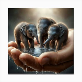 Elephants In Water 1 Canvas Print