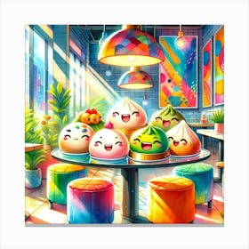 Cute Chinese Dim Sum Canvas Print