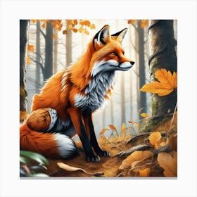Fox In The Forest 98 Canvas Print