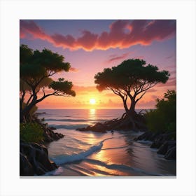 Sunset On The Beach Canvas Print