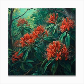 Red Azaleas Art Canvas Print