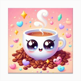 Cute Kawaii Coffee Cup (2) Canvas Print