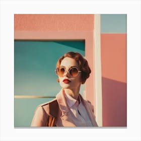 Woman In A Pink Coat Canvas Print