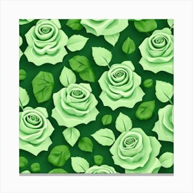 Green Roses Seamless Pattern 1 Canvas Print