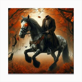 Skeleton On A Horse Canvas Print