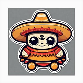 Mexican Sombrero And Pancho Sticker 2d Cute Fantasy Dreamy Vector Illustration 2d Flat Center (64) Canvas Print