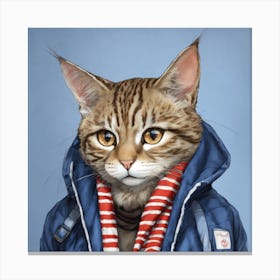 Cat In A Jacket Canvas Print