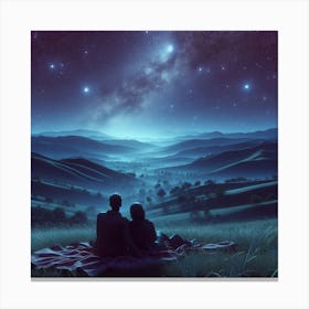 Couple Sitting Under The Stars Canvas Print