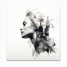 Portrait Of A Woman New York multi exposure  Canvas Print